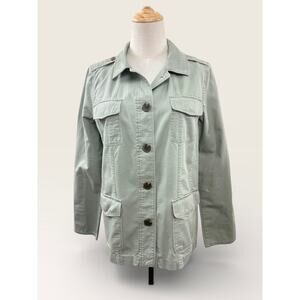 Talbots Olive Green Utility Jacket with Patch Pockets, Size M